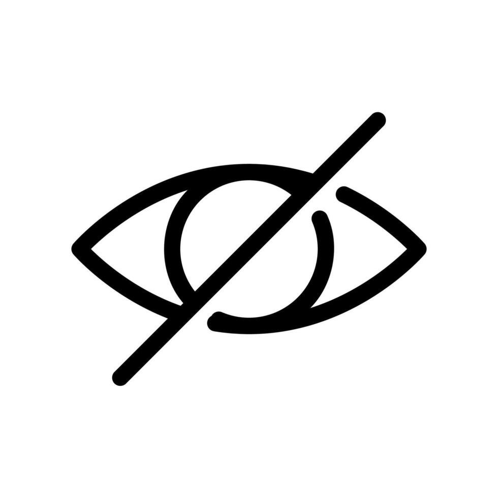 Eye Icon with a Diagonal Slash Indicating Hidden or No Vision Access vector