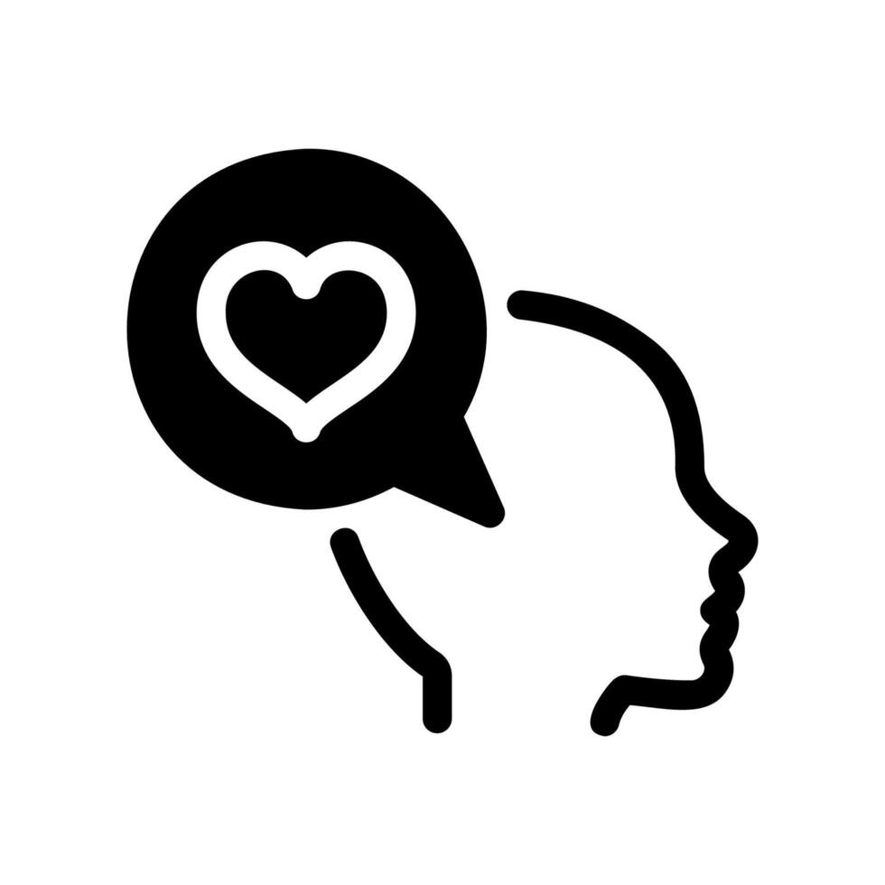 Head Silhouette with Heart in Speech Bubble for Loving Thoughts vector