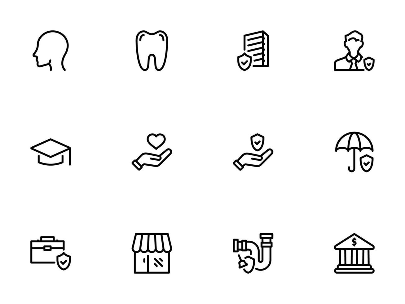 Elegant Set of Line Art Icons Depicting Health Education and Finance vector