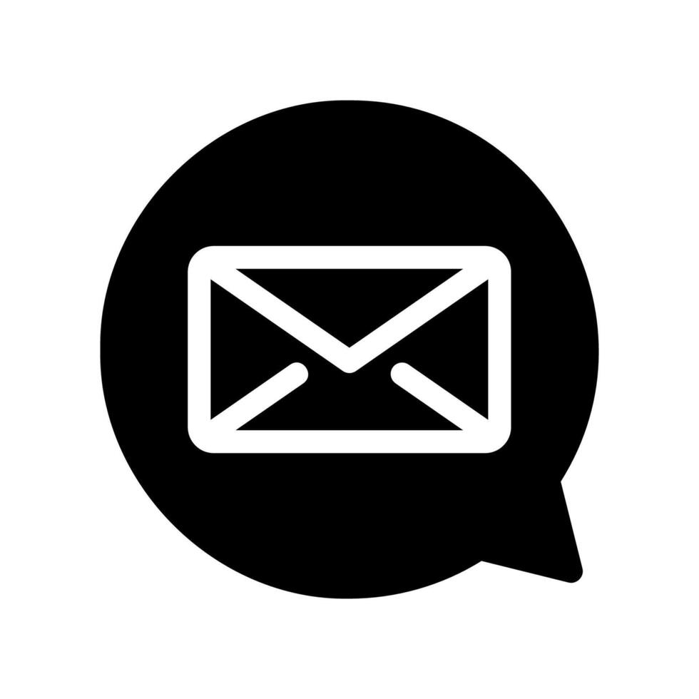 Email envelope icon placed inside a chat or speech bubble shape vector
