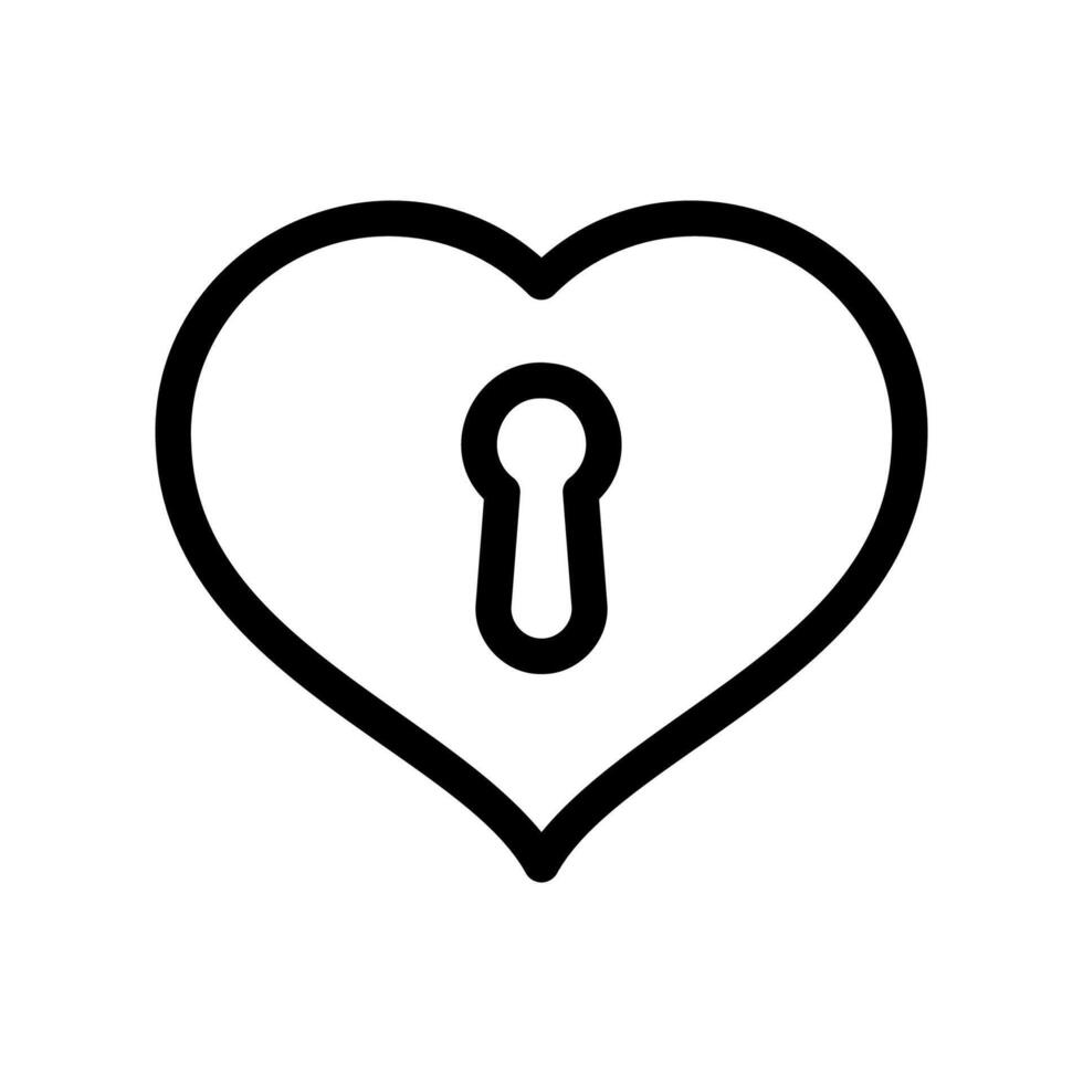 Monochrome Heart Icon with a Central Keyhole Design for Love and Secrets vector