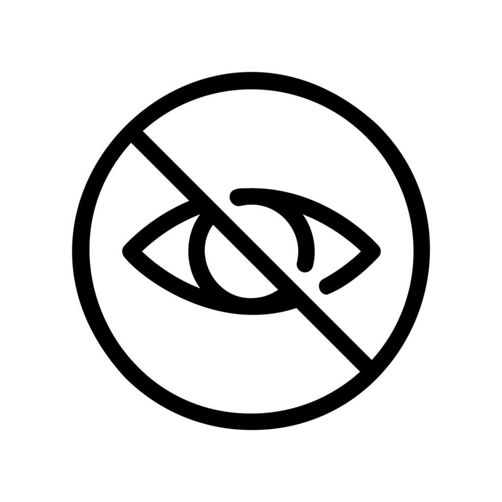 Eye Icon within a Prohibition Circle Symbolizing No Viewing Clearly vector