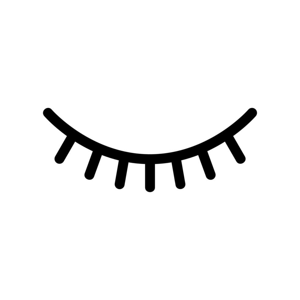 Closed Eye Icon with Curved Eyelashes Depicting Sleep or Rest Mode vector