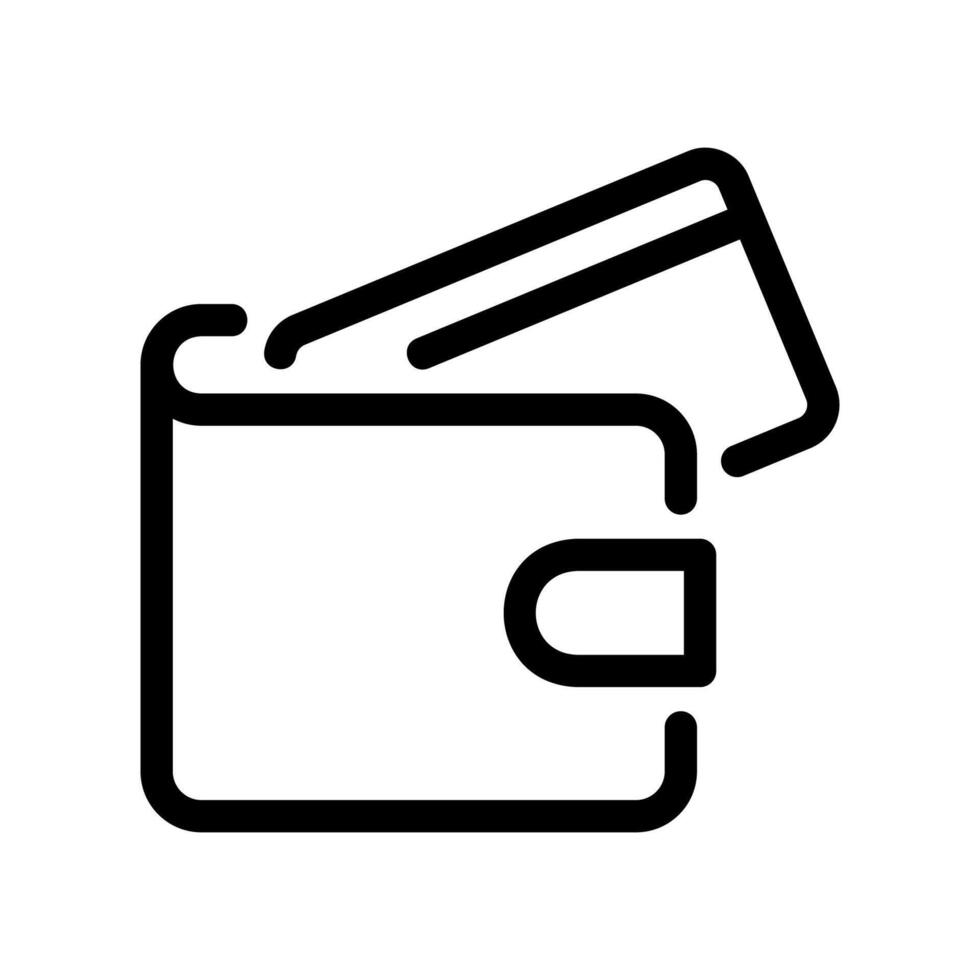 Solid Outline Wallet with a Clearly Visible Credit Card Inserted vector