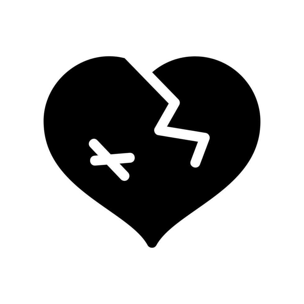 Broken heart icon mended with stitches representing healing from pain or loss vector