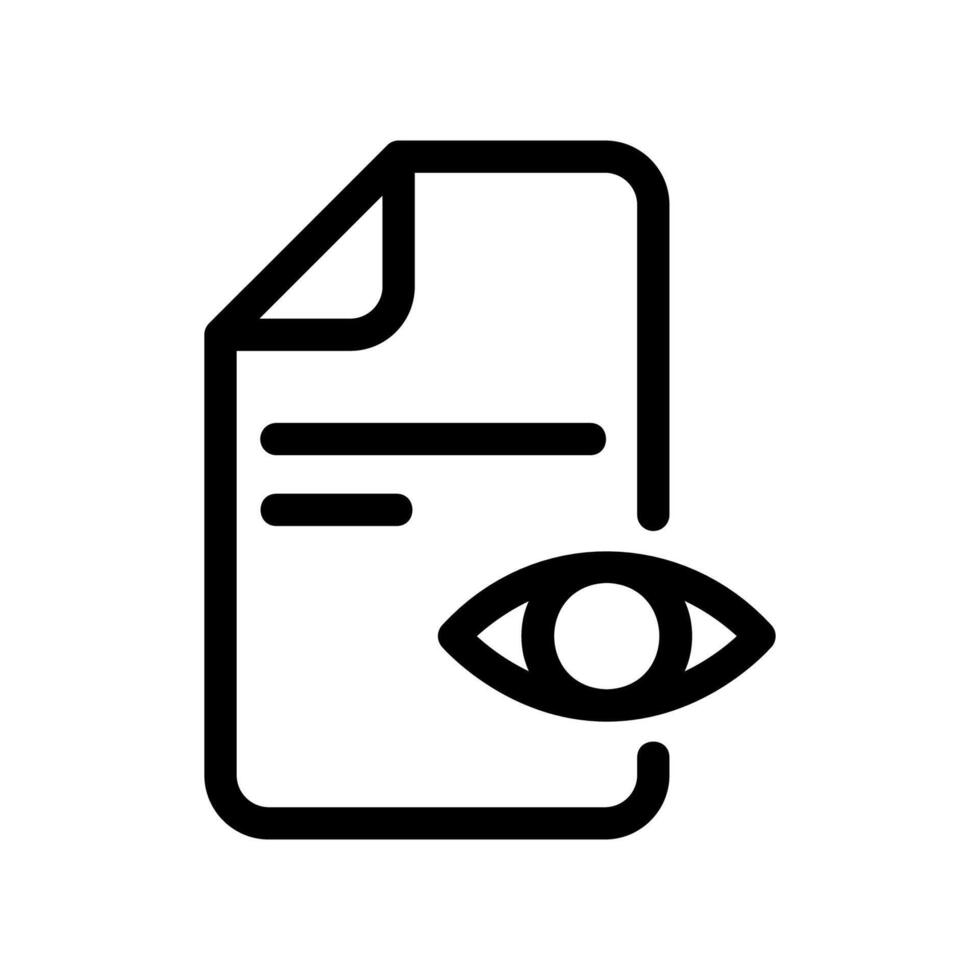 Document View Icon Displaying an Eye Symbol on a Piece of Paper vector