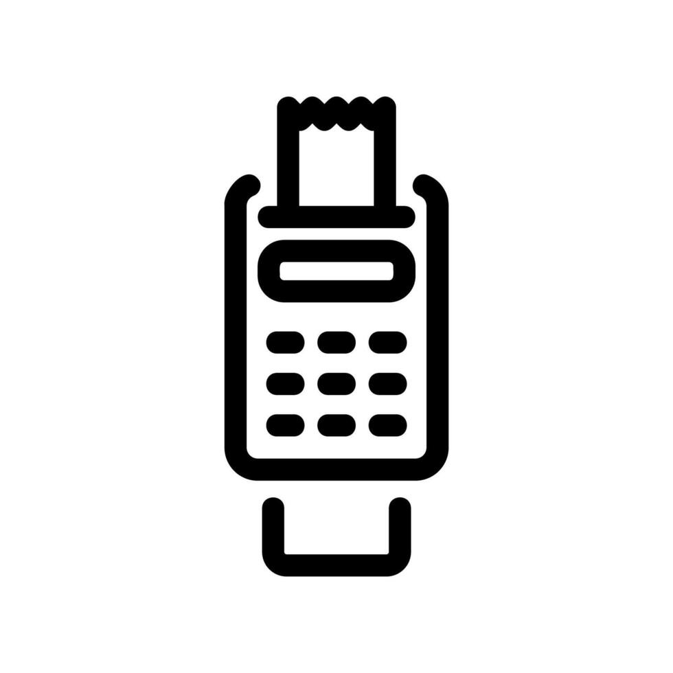 Payment Terminal Holding Card with Receipt Above in Black Outline vector