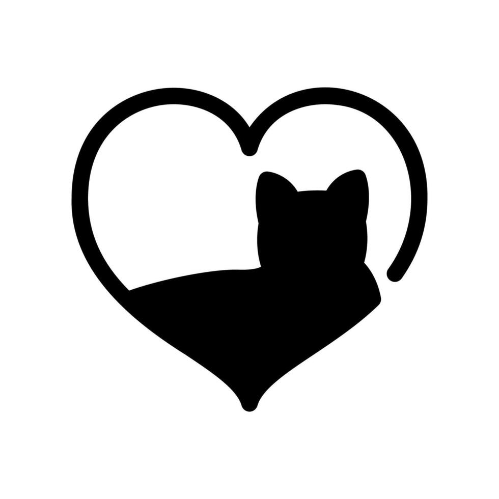 Cat Silhouette within a Heart Shape Symbolizing Pet Love vector