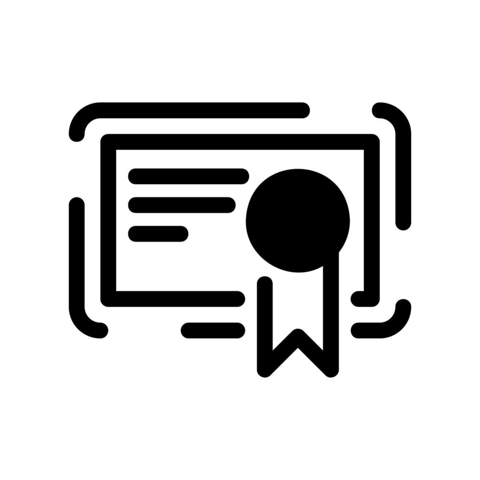 Framed Certificate Icon with Recognition Ribbon and Text Lines vector