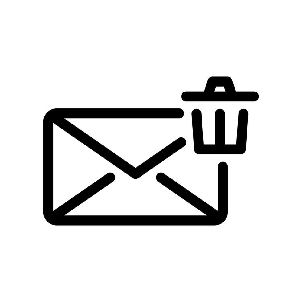 Delete Email Icon Envelope Positioned Next to a Trash Can Symbol vector
