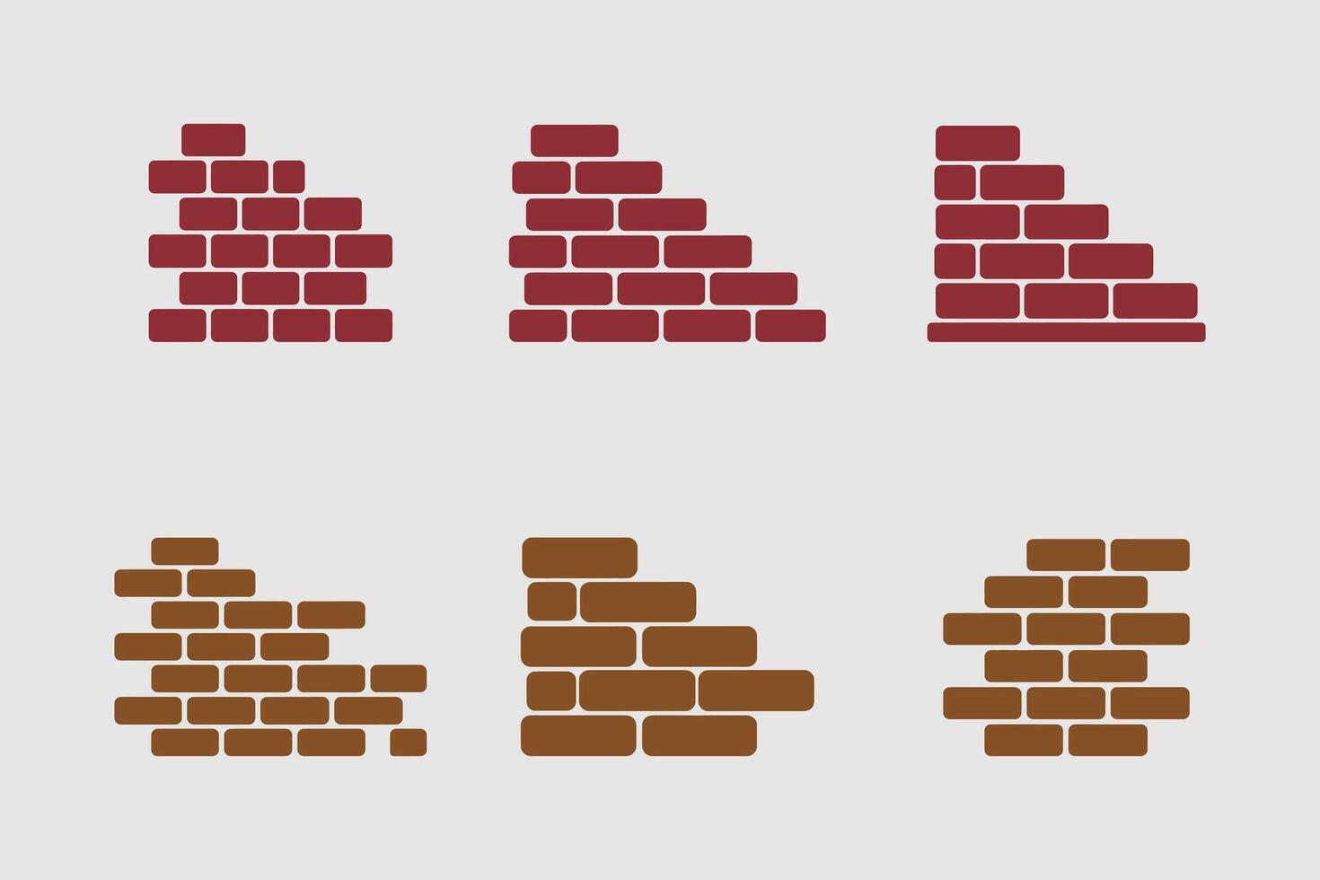 Brick Wall Icons Silhouette Bundle. Brick Wall Construction. Brick Block Silhouette. vector