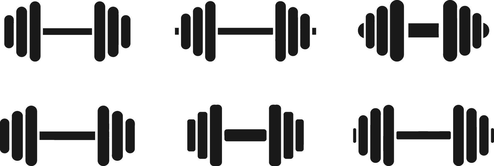 Dumbbell Icons Silhouette Bundle. for Fitness and Exercise Designs. Dumbbell Silhouette Set. vector