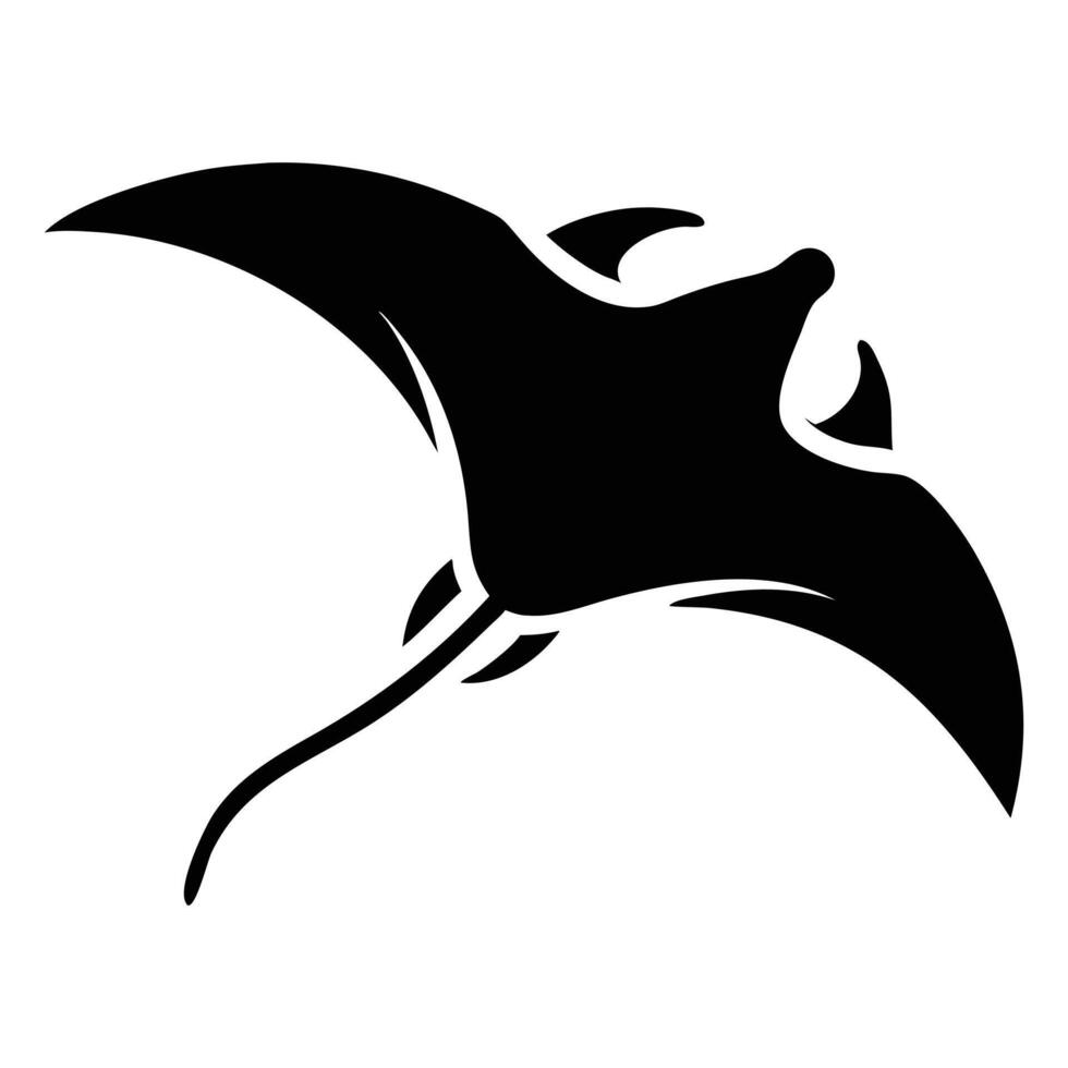 Stylized Manta Ray Silhouette in Black and White vector