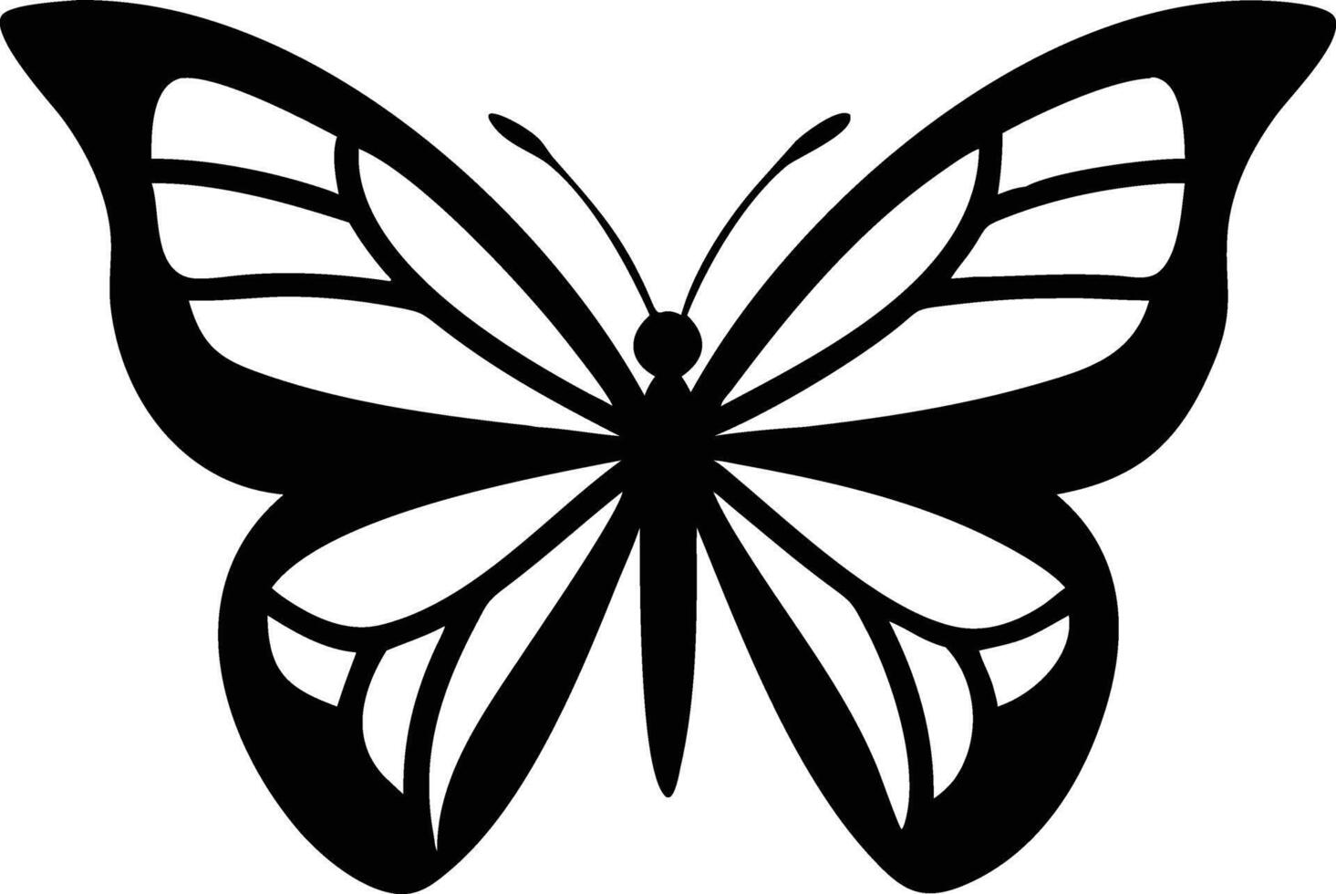 Elegant Black Butterfly Illustration White Background Nature Insect Design Graphic Art vector
