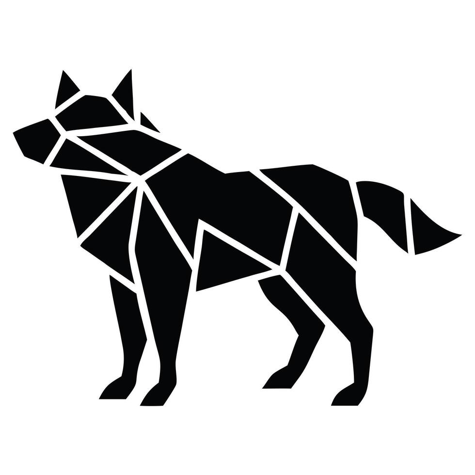 a black and white geometric wolf on a white background vector