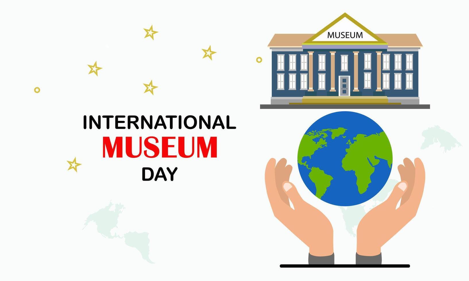Two Open Palms With International Museum Day On Top vector