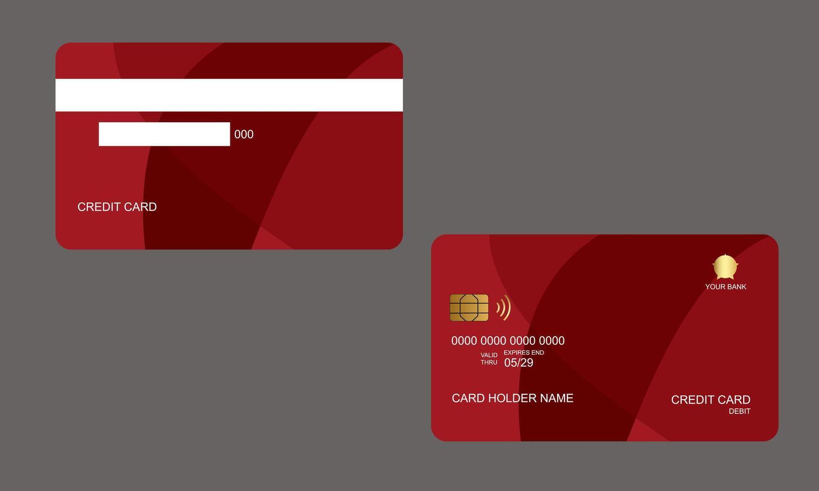 Set of Credit Cards Shapes Dark Red Colors vector