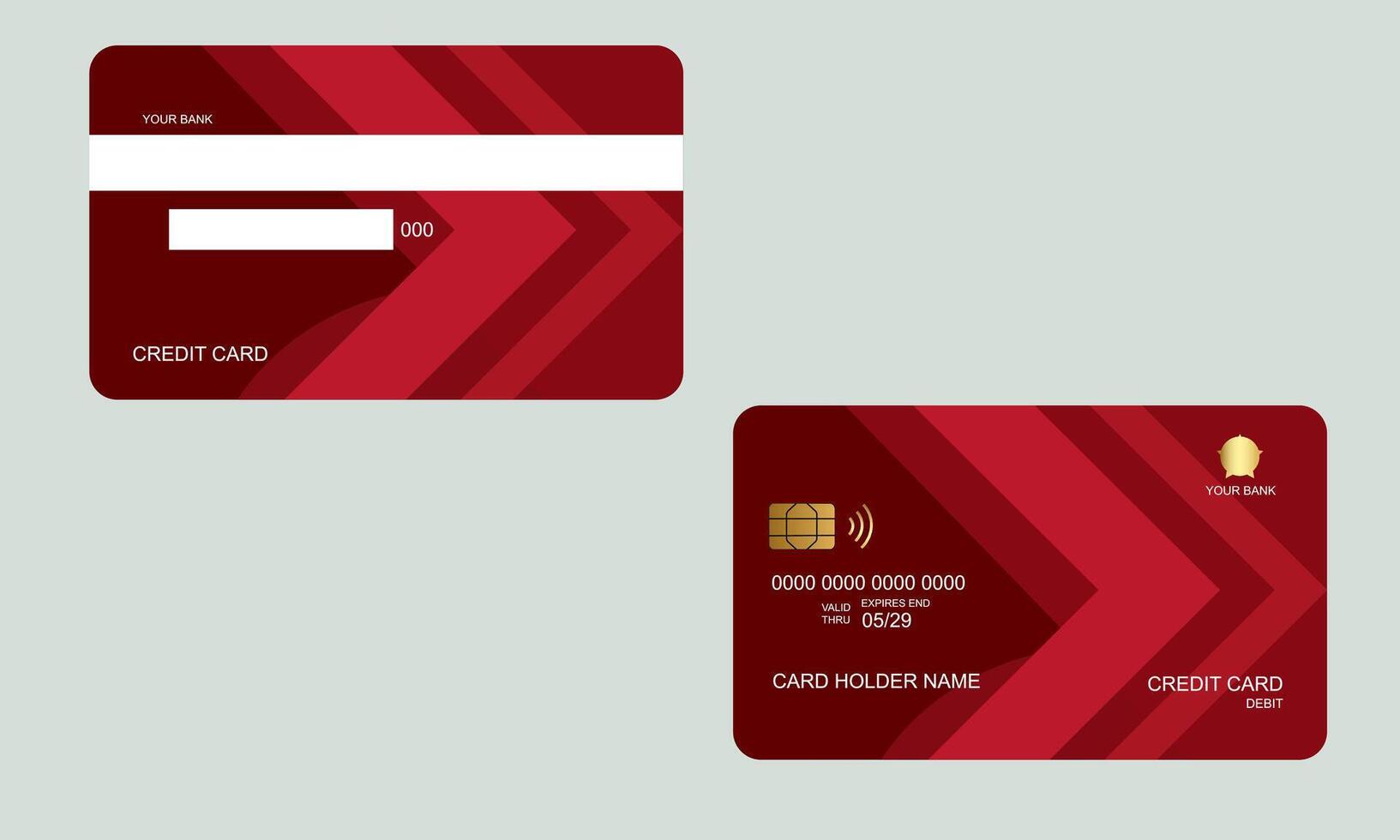 Set of Credit Cards Dark Red Colors White Background vector