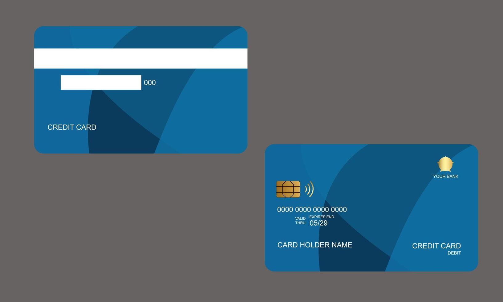 Set of Credit Cards Shapes Dark Blue Colors vector