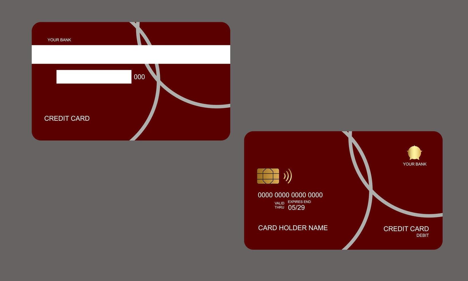 Set of Credit Cards Dark Red White Colors vector