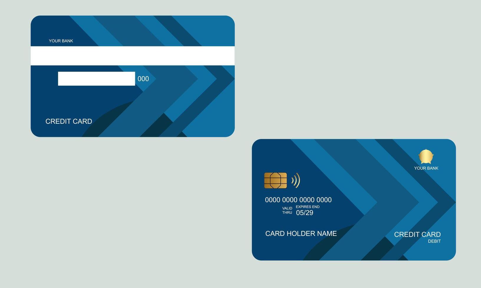 Set of Credit Cards Dark Blue Color White Background vector