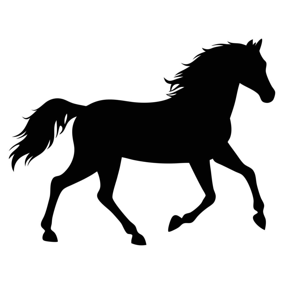 Elegant black silhouette of a horse galloping freely against a white background a perfect design element for equestrian themed projects. vector