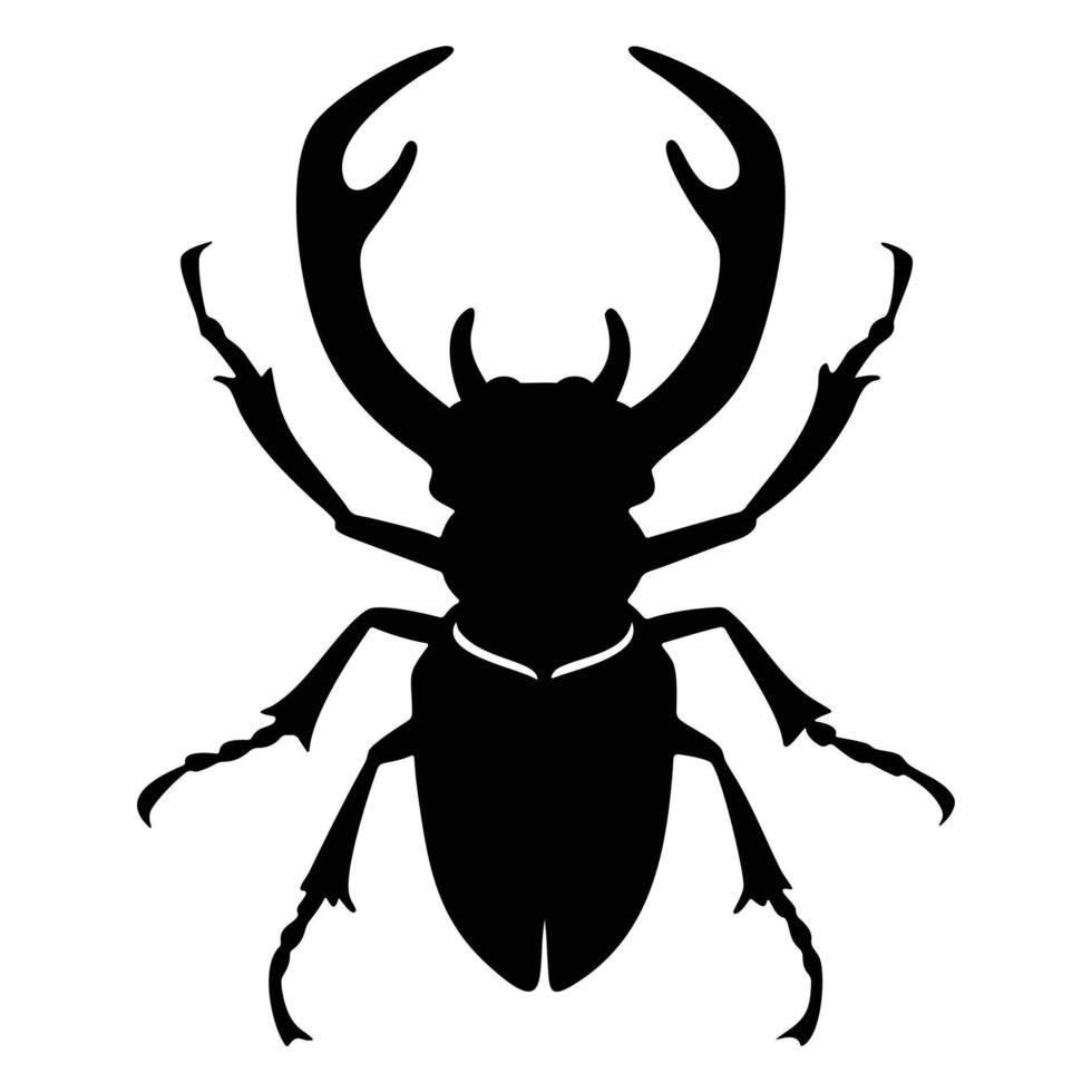 Stag Beetle Silhouette Striking Black Insect Graphic Design Element for Nature Wildlife Art Prints Posters and Decorations vector