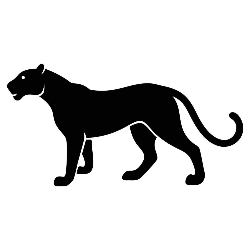 Black Panther Silhouette Sleek Feline Majestic Predator vector