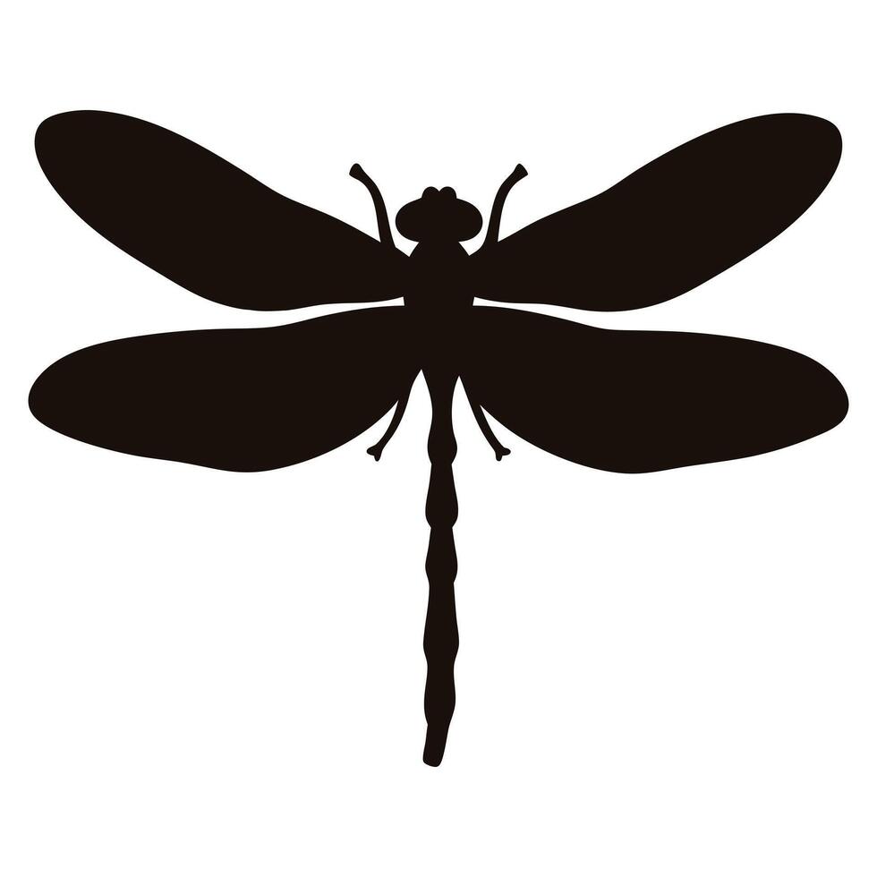 Elegant Black Dragonfly Silhouette on White Background Perfect for Nature Designs and Decoration vector
