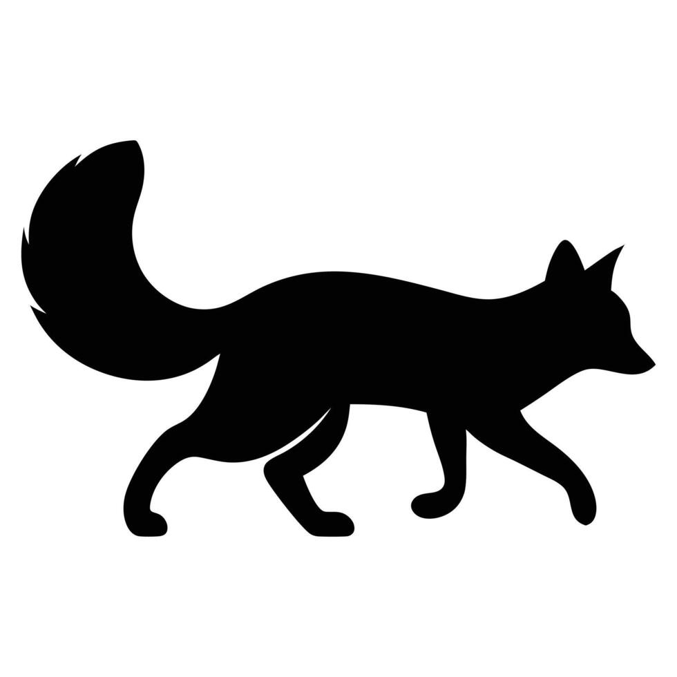 Elegant Black Fox Silhouette Walking Design Perfect for Logos Branding and Decoration vector
