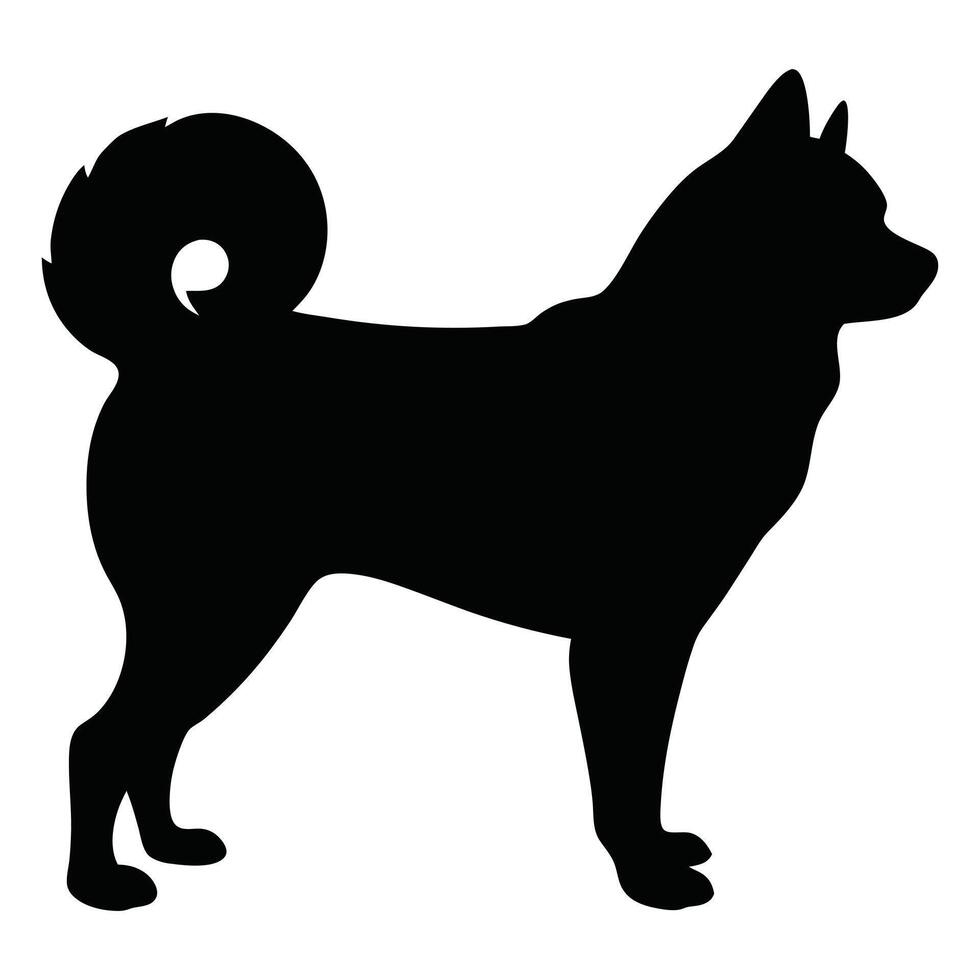 Alert Dog Silhouette with Curled Tail vector