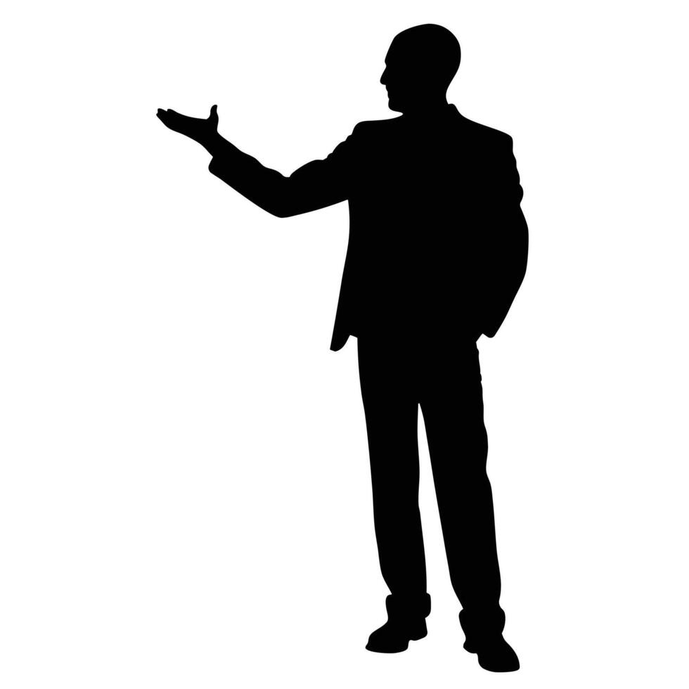 Businessman Silhouette Gesturing Presentation Success Concept vector
