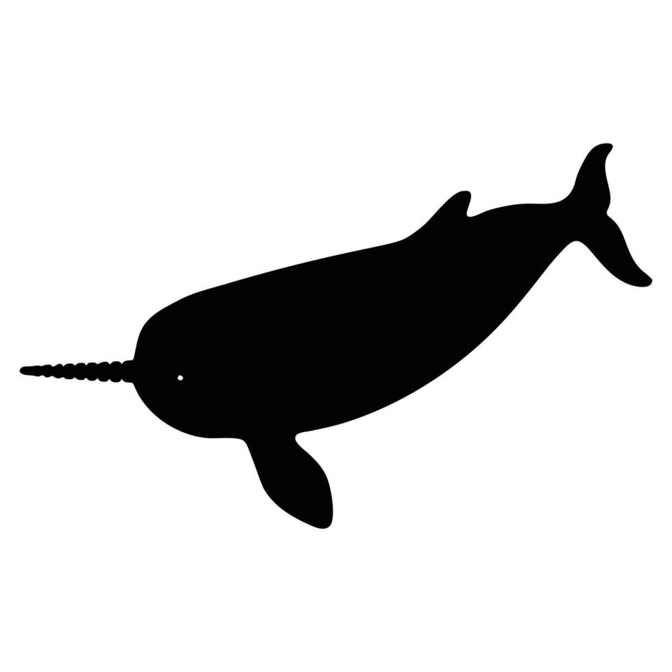 a narwhal is shown in silhouette on a white background vector