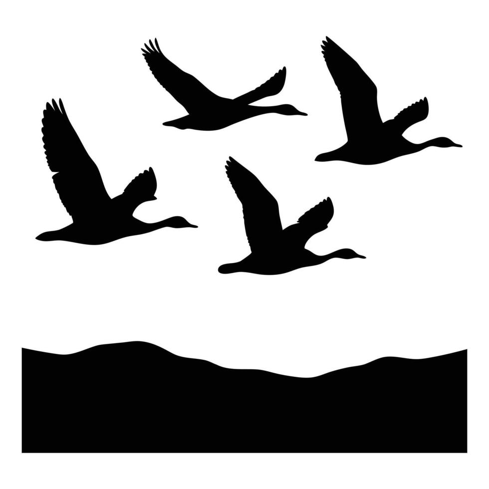 Flying Geese Silhouette Minimalist Silhouette art vector