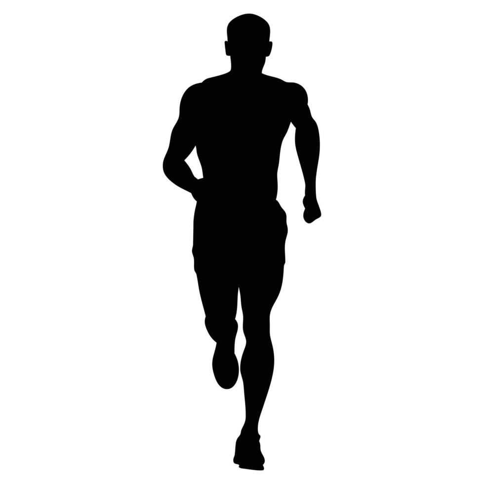 Running Man Silhouette Strong Athlete Fitness Exercise Jogging Sport vector