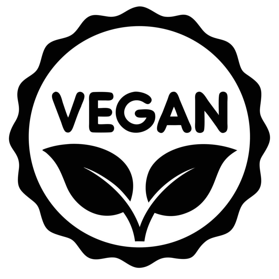 Vegan Product Label Design with Leaves Emblem for Organic Food Packaging vector
