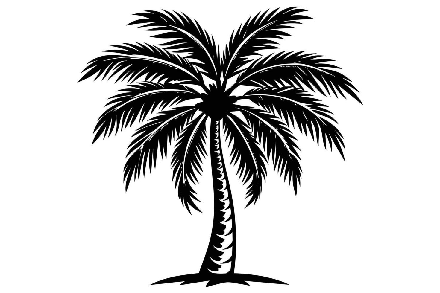 Silhouetted tropical palm tree graphic design. vector