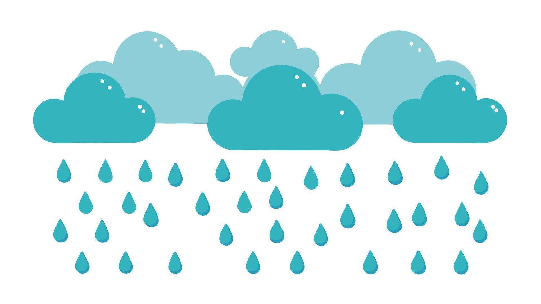 Blue clouds, rain, illustration with white background vector