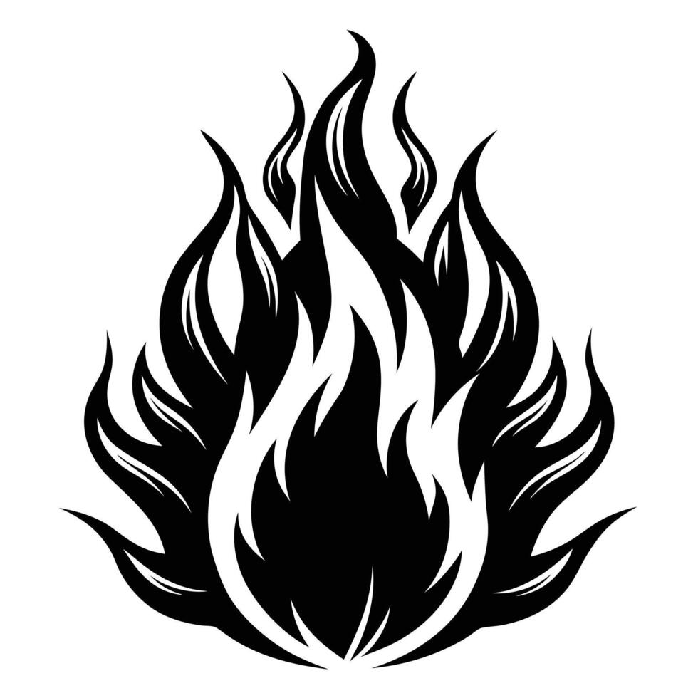 Flame drawing, black and white, heat, illustration with white background vector