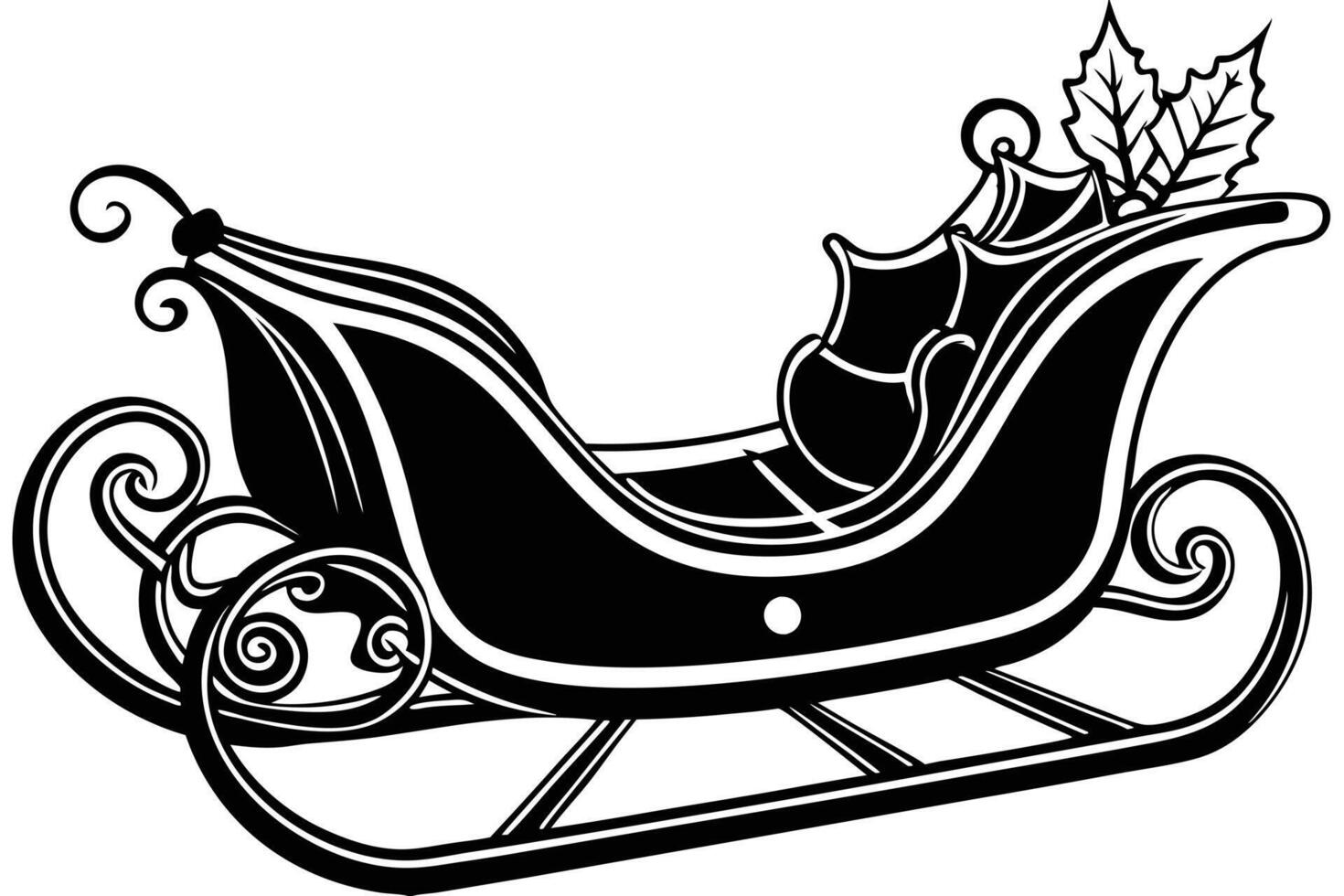 Classic Black and White Christmas Sleigh Design vector