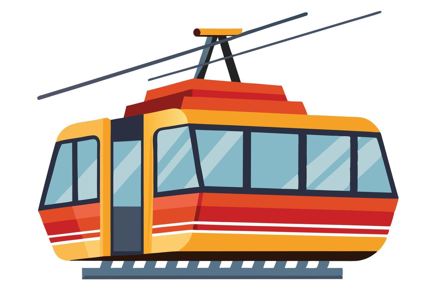 Cartoon Illustration of a Cable Car vector