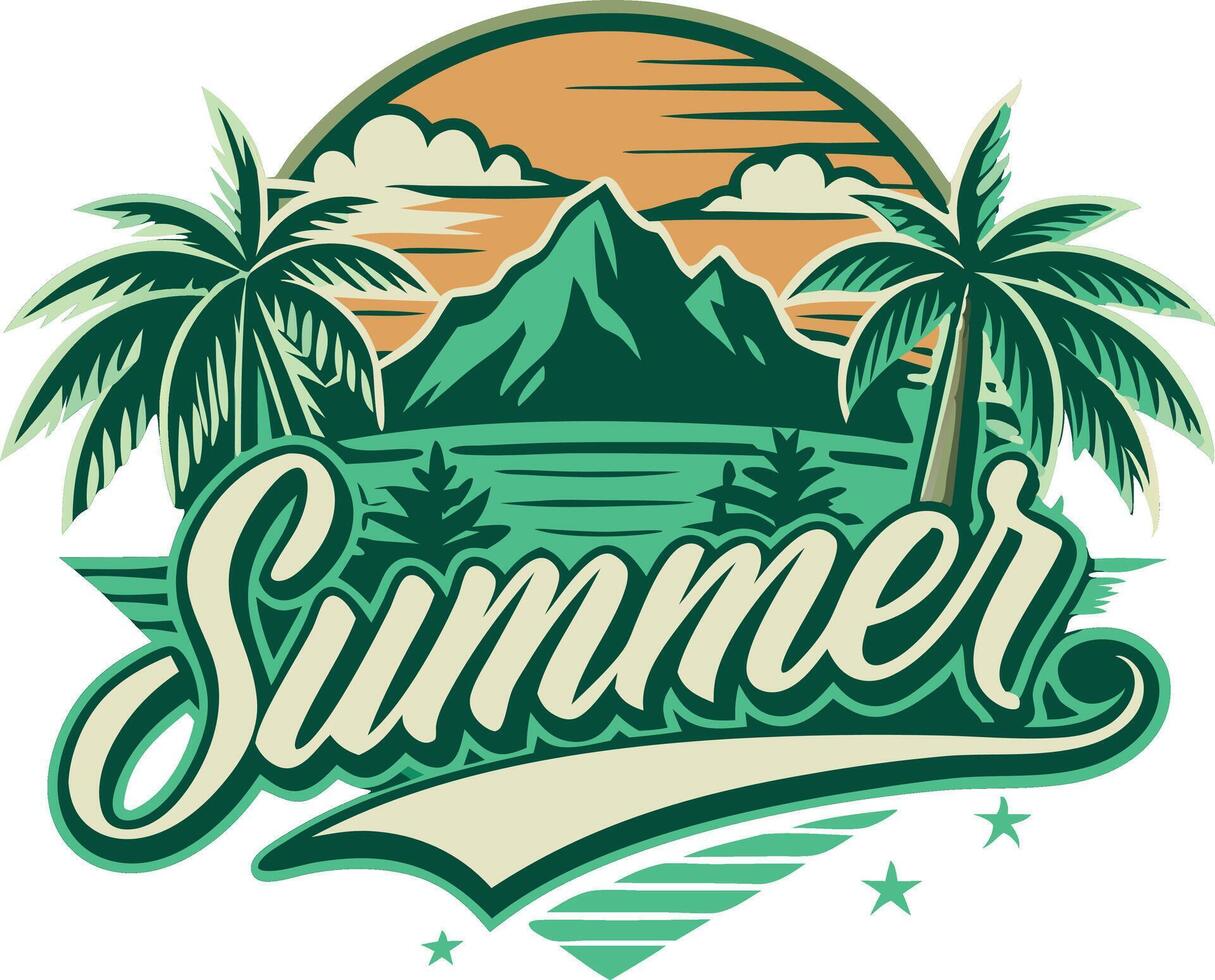 Vibrant Summer Scene Graphic Design vector