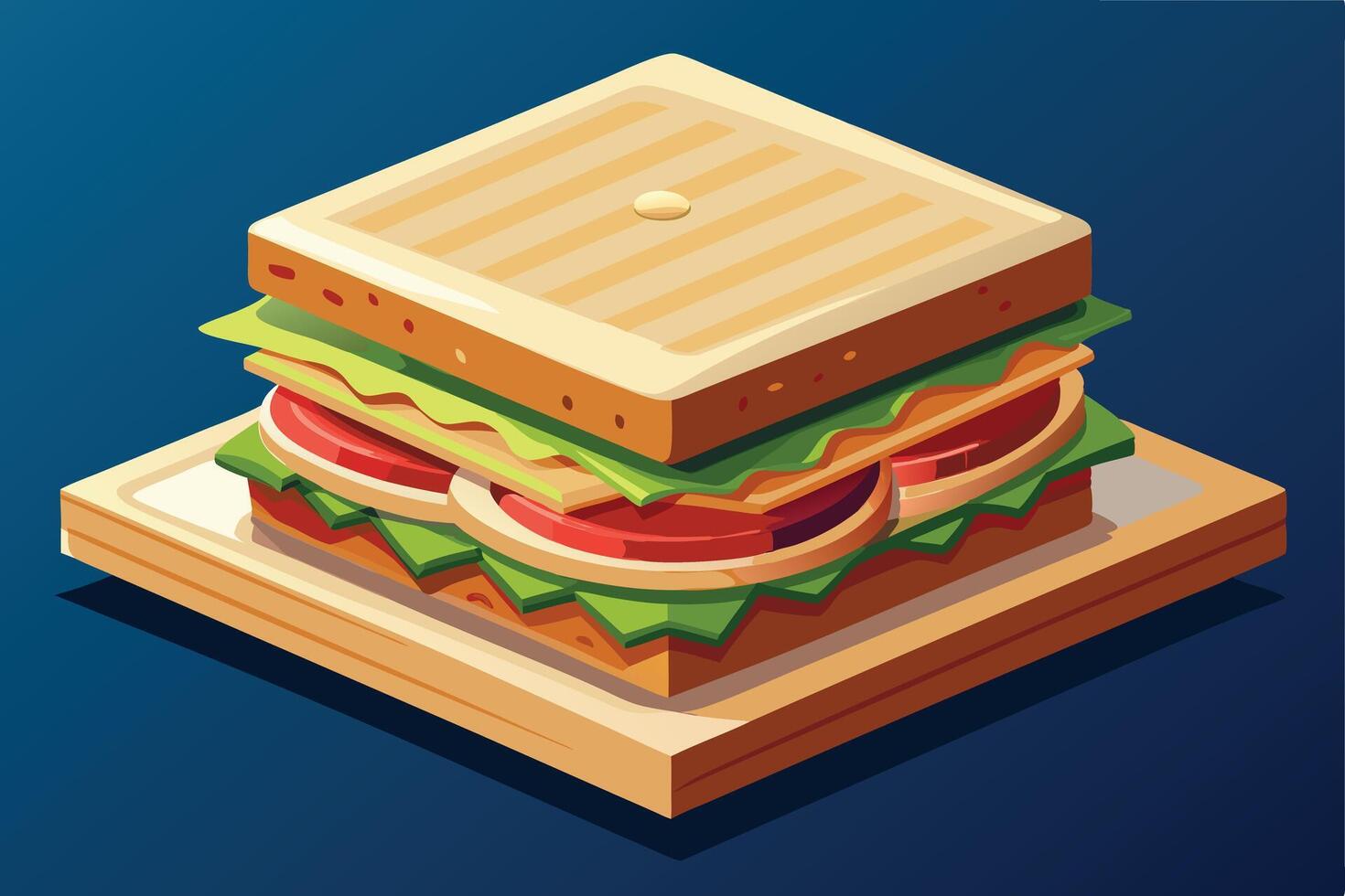 Delicious 3D Sandwich on a Cutting Board vector