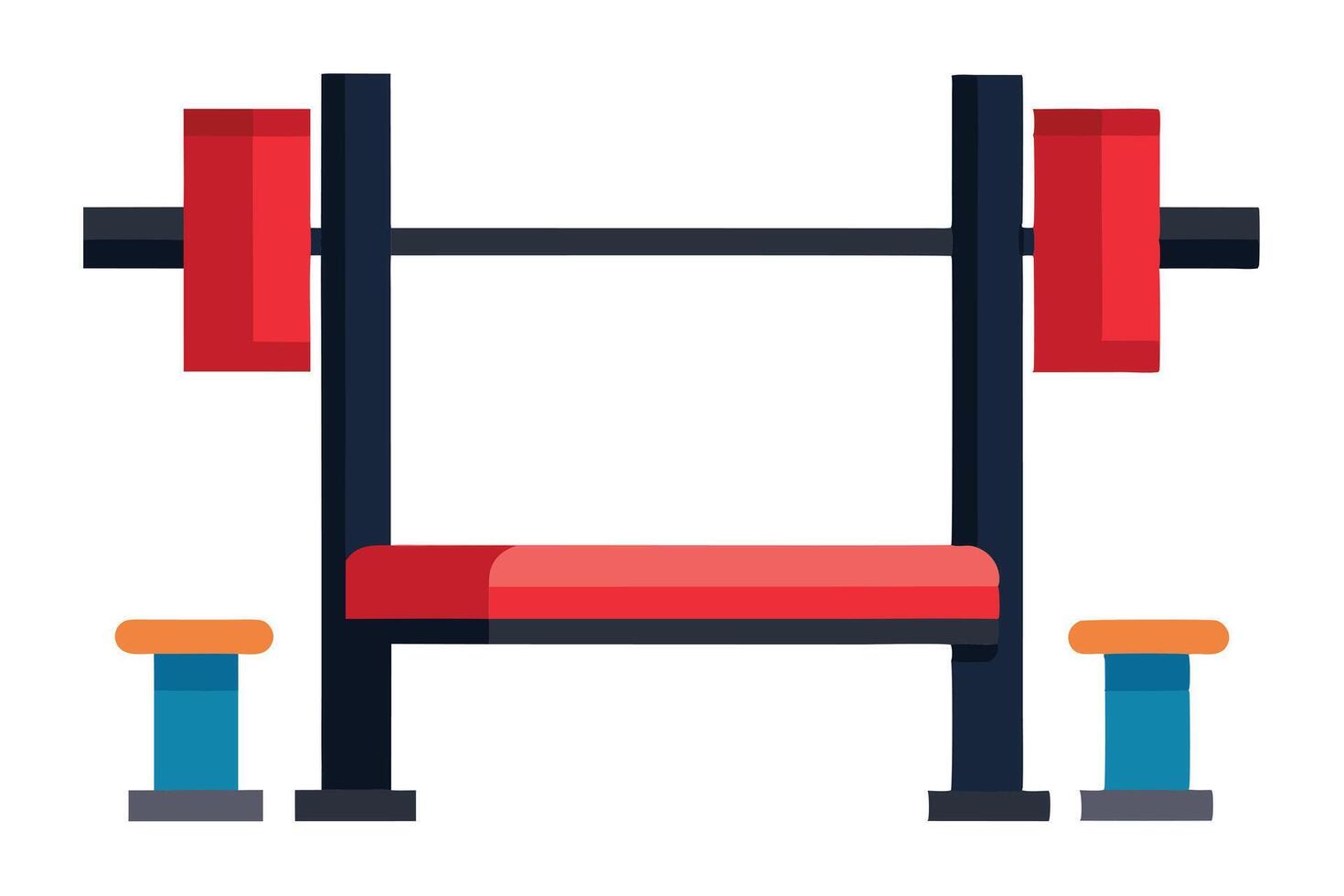 A illustration of a weight bench and barbell. vector