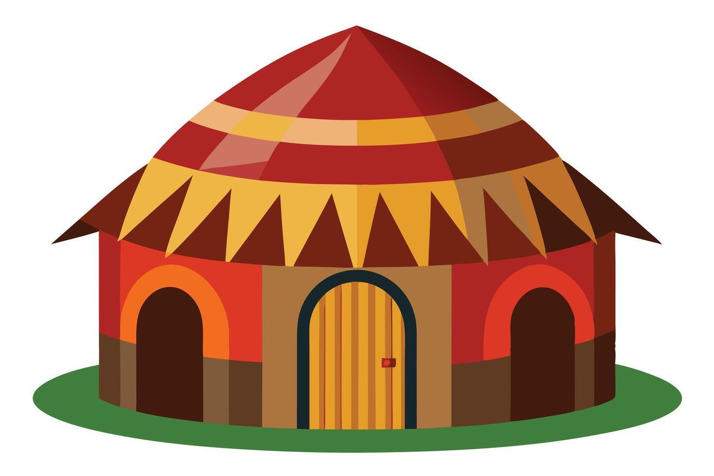 Colorful Cartoon Illustration of a Traditional African Hut vector