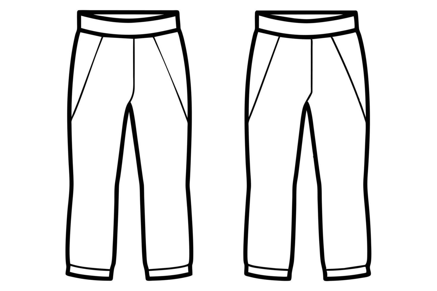 Stylish, Modern Pants Design Technical Sketch vector