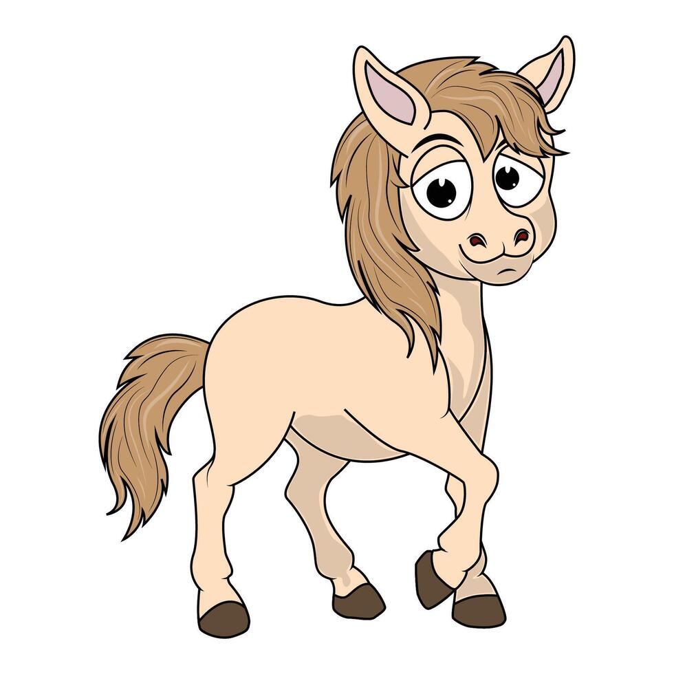 Cartoon Illustration of Brown Pony vector