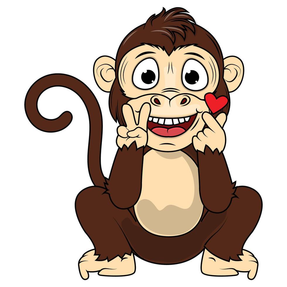 Cartoon Illustration of a Cheerful Monkey vector