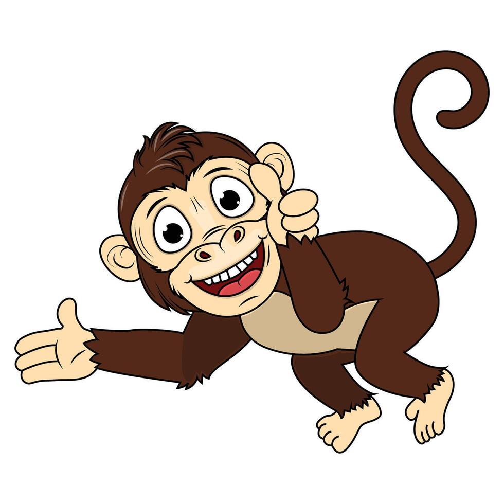 Monkey Animal Cartoon Illustration Design vector