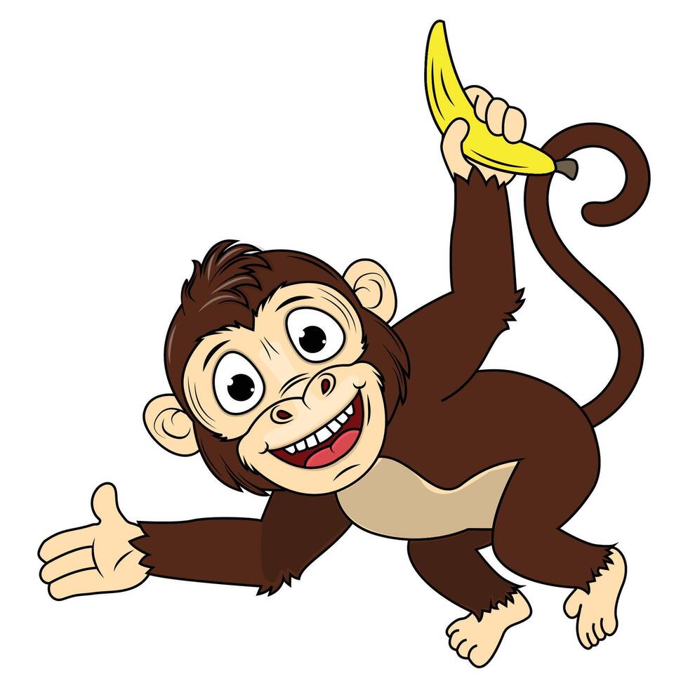 Cute of Monkey Animal Cartoon Illustration vector
